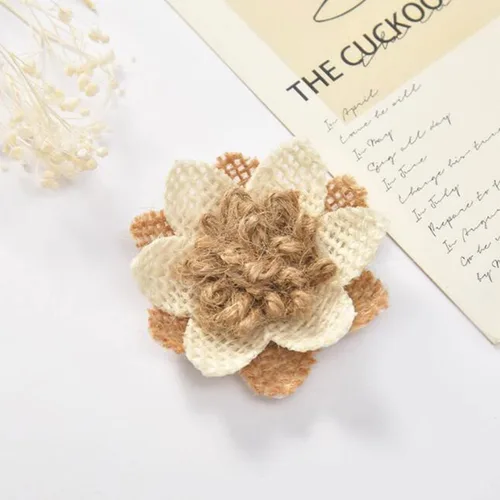 Vista 4 de 40 piezas de flores de arpillera hechas a mano, flores rústicas para el hogar, ramos de manualidades, decoración de fiesta de boda
