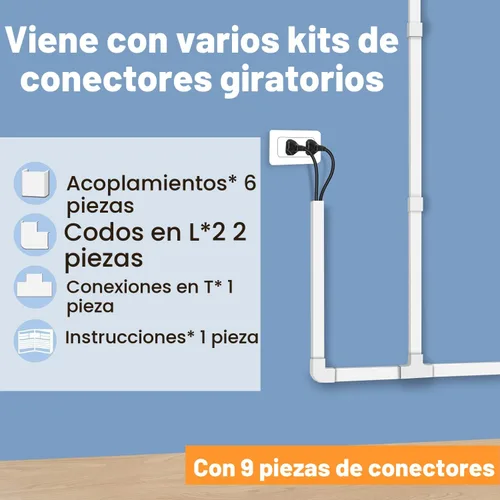 Vista 4 de YesBes Kit de ocultador de cable de 116 pulgadas, cubiertas de cable para cables en la pared, canaleta de cables pintable, protector de cable