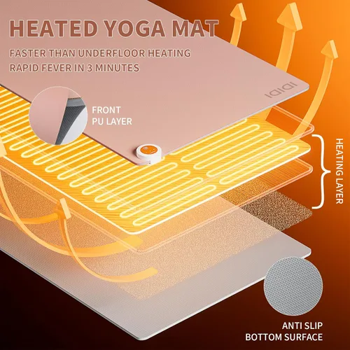Vista 3 de Esterilla de yoga con calefacción, almohadilla de yoga cálida, alfombrilla de fitness más cómoda en invierno, yoga y meditación