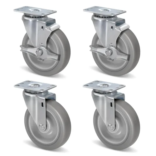 Vista 50 de Ruedas resistentes de 3 pulgadas, ruedas giratorias con frenos, ruedas de placa con rueda de goma para muebles, plataforma, camión, carrito