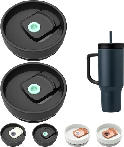 Vista 8 de Tapa de Vaso de 40 OZ Compatible con Stanley Quencher, Paquete de 2 Tapas de Vaso de Acero Inoxidable a Prueba de Derrames y Resistentes a
