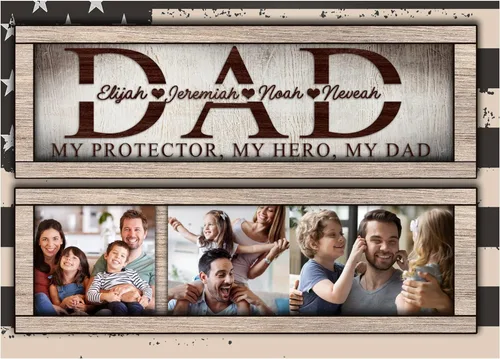 Vista 8 de Orgulloso papá y abuelo, regalo para padres personalizado con nombre, regalo del día del padre para papá, lienzo para papá, regalo para papá regalos