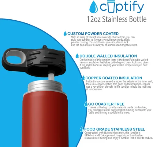 Vista 127 de Cuptify Botella de agua para niños personalizada con nombre en botella de agua aislada con anillo brillante verde de 12 onzas Verde brillante