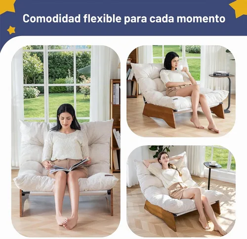 Vista 4 de [Usado] MAXYOYO Silla ajustable para sala de estar, silla decorativa de 3 posiciones con marco, silla convertible para sala de estar y reclinable