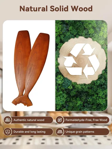 Vista 7 de Sofucor Ventilador de techo con luces y control remoto, ventilador de techo de madera LED moderno de 52 pulgadas con varillas descendentes
