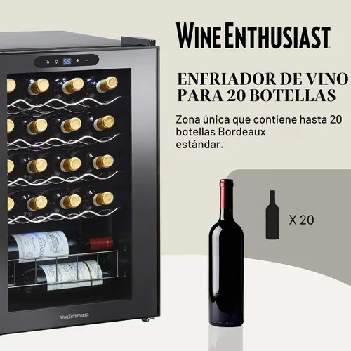 Vista 2 de Wine Enthusiast Refrigerador de vino con compresor de 20 botellas, 1.8 pies cúbicos para el hogar y la cocina, refrigeración de bajo consumo