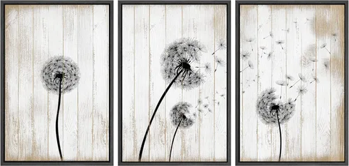 Vista 69 de SIGNWIN Lienzo enmarcado para pared, juego de arte de collage de hojas transparentes en blanco y negro, ilustraciones de naturaleza silvestre, arte