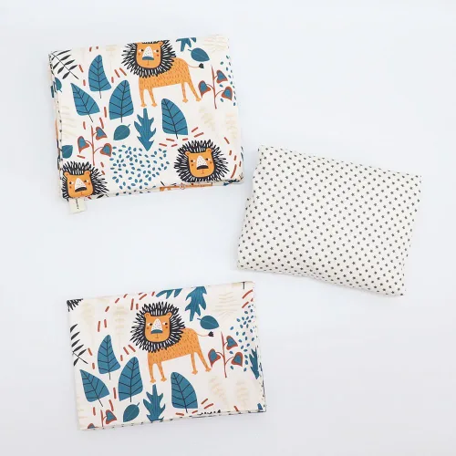 Vista 2 de Juego de ropa de cama de cuna 100% algodón para bebés, niños y niñas, 3 piezas, incluye funda de edredón, sábana bajera, funda de almohada Beige