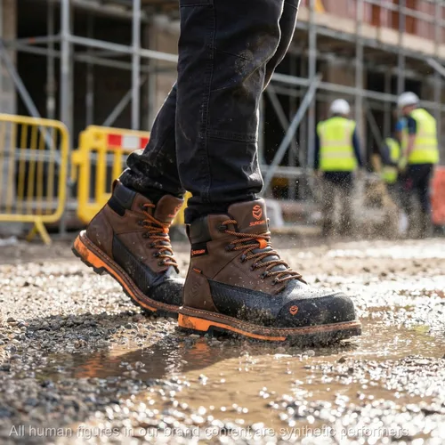 Vista 7 de SUREWAY Botas de trabajo impermeables de 6 pulgadas para hombres, de cuero Puntera Compuesta Impermeable Marrón