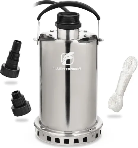 Vista 9 de FLUENTPOWER Bomba de Barril de Lluvia de 1/2HP, Bomba de Agua Sumergible de 1050GPH con Interruptor de Flotador y Cable de 26 pies, Drenaje de Agua