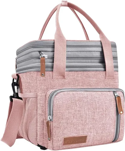 Vista 14 de MOV COMPRA Bolsas de almuerzo para hombres y mujeres, lonchera negra para adultos, para el trabajo, ampliable, a prueba de fugas, doble cubierta