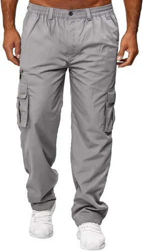 Vista 2 de Pantalones de carga para hombre, ligeros, tácticos, para senderismo, ajuste clásico, múltiples bolsillos