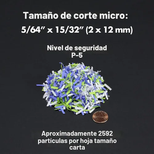 Vista 4 de Aurora - Trituradora de papel, microcorte de alta seguridad de 200 hojas de grado comercial, 60 minutos/nivel de seguridad P-5