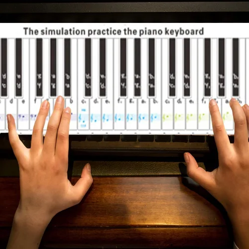 Vista 7 de Teclado de 88 teclas para principiantes, teclado de piano, simulación de dedos, guía de práctica, ayuda para la enseñanza, tabla de notas, cartón