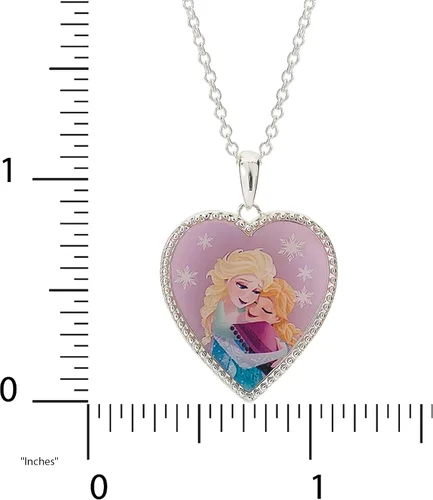 Vista 4 de Disney Frozen 2 - Collar con colgante chapado en plata fina, 16 + extensor de 2 pulgadas, Latón