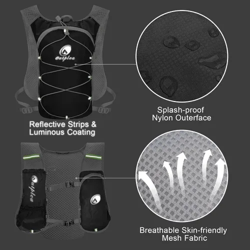 Vista 4 de Mochila de hidratación ligera con bolsa de agua de 2 L para hombres y mujeres, pequeñas mochilas de agua para correr, chaleco para senderismo