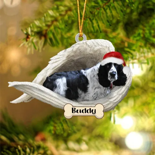 Vista 68 de Afghan Hounds - Adorno de Navidad con alas de ángel durmiente, recuerdo personalizado para perros 2024, adorno de forma acrílica, regalos