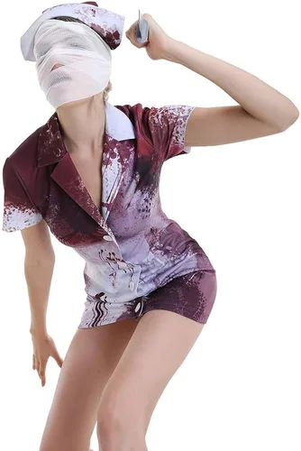 Vista 3 de Miccostumes Disfraz de enfermera de terror para mujer