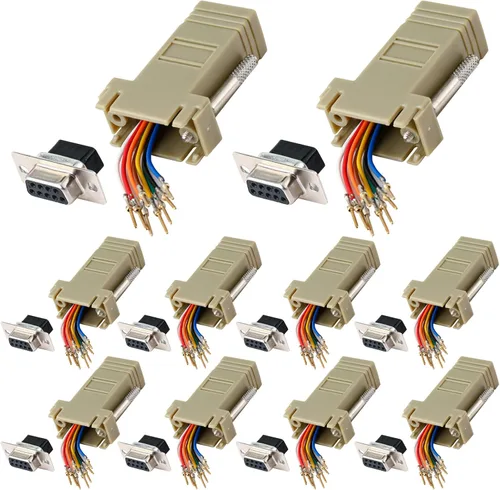 Vista 7 de Adaptador de puerto serie DB9 macho a RJ45 Ethernet, M/F