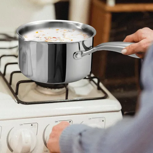 Vista 2 de Cacerola de 2.5 cuartos con tapa de vidrio, calentador de café/chocolate/mantequilla, olla para derretir con tapa, cacerola para salsa de leche