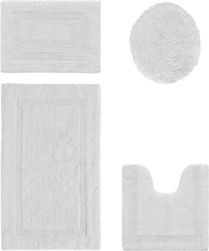 Vista 33 de Better Trends Juego de 4 alfombras de baño de lujo, 100% algodón, suaves, absorbentes de agua, reversibles, lavables a máquina, para decoración