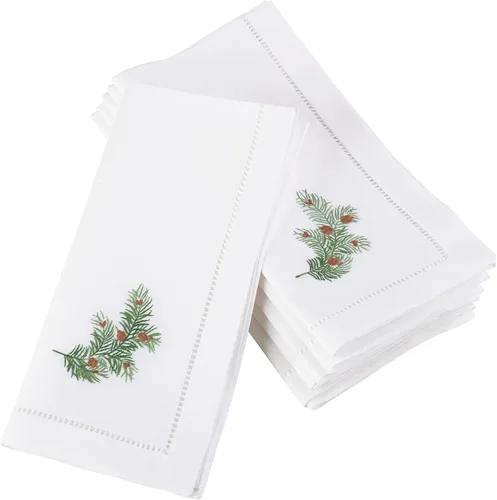 Vista 76 de Juego de 6 servilletas bordadas de magnolia hechas a mano con borde cosido