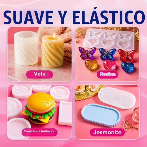 Vista 5 de CRAFT RESIN Shore 15A Kit de fabricación de moldes de silicona – Kit de molde de goma de silicona líquida translúcida de curado rápido súper