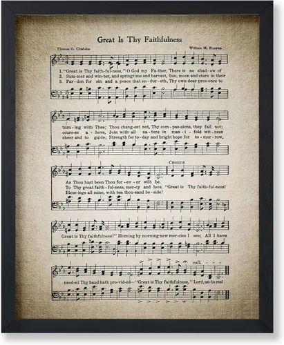 Vista 29 de Poster Master Póster de partitura de música vintage, impresión de himno retro, regalo para músico, amigo, "How Great Thou Art, himno, verso