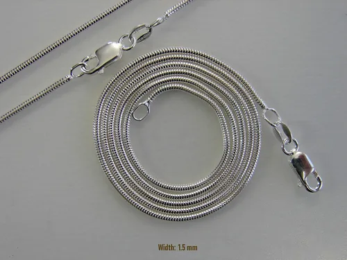 Vista 4 de BEEZZY BEEDZ Collar flexible de plata de ley 925 con cadena de serpiente de plata maciza redonda