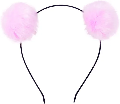 Vista 8 de BAOBAO - Diadema de piel de conejo sintética esponjosa con orejas de gato, panda, fiesta de Navidad, cosplay Negro
