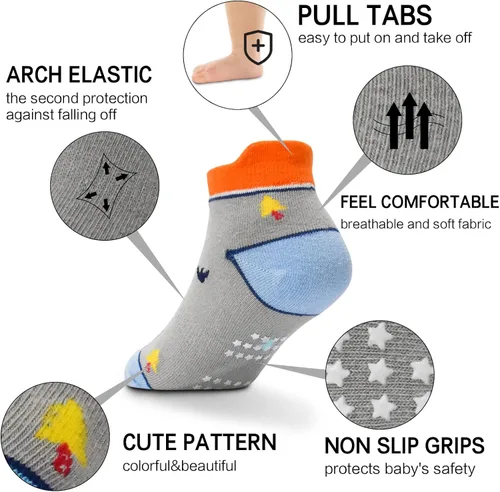 Vista 4 de ELUTONG Kids Non Slip Socks Grip Ankle Sticky Toddler Socks 12 Pairs for 1-33-55-7 Years Old Boys Girls Infant Baby