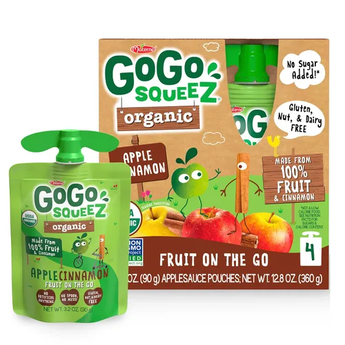 Vista 10 de GoGo squeeZ Puré de manzana orgánico y puré de fruta, manzana manzana, 3.2 oz (paquete de 4), bocadillos de fruta orgánicos sin azúcar para niños