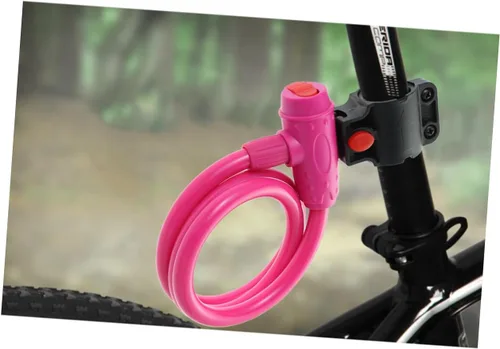 Vista 4 de INOOMP Candado de bicicleta antiarañazos, color rosa, candado de acero para bicicleta, bloqueo de cadena, sin llave, acabado cromado