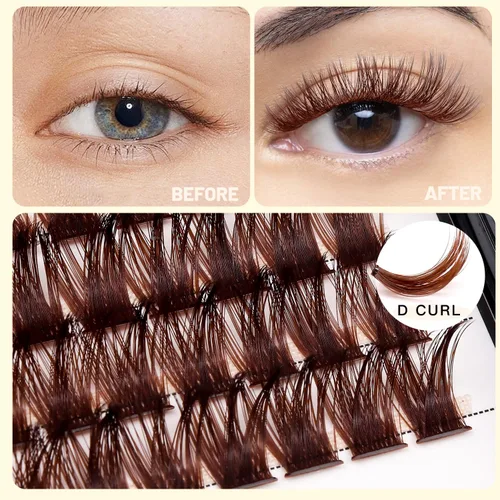 Vista 40 de Pestañas postizas de tallo ancho con varias pestañas falsas de colores D Curl de 10 a 20 mm para elegir, pestañas postizas profesionales