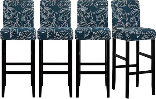 Vista 12 de Lellen Juego de 2 fundas para taburetes de bar, fundas jacquard para taburetes de bar, fundas deslizables elásticas para taburetes de bar