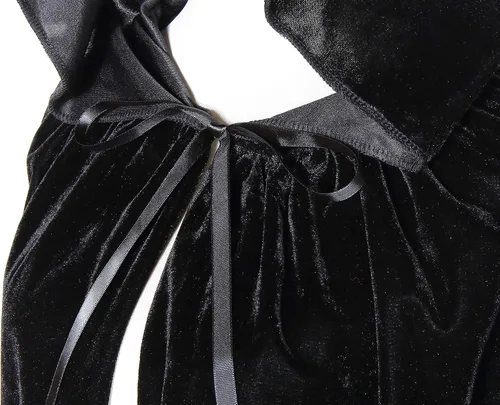 Vista 6 de Capa larga con capucha, capa de terciopelo, disfraz de bruja para Halloween para mujeres y hombres