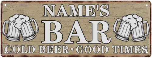 Vista 10 de Letrero de metal personalizado para bar en el patio trasero, decoración rústica, cueva de hombre, cerveza fría, buenos tiempos, letrero de metal