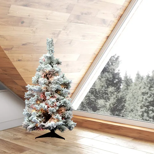 Vista 4 de Vickerman - Árbol de Navidad artificial de pino de Alaska de 36 pulgadas, con efecto nevado. Verde