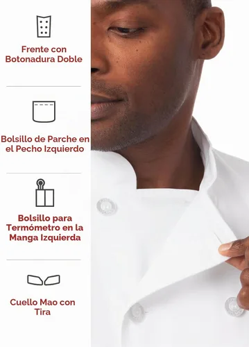 Vista 4 de Chef Works Chaqueta de Chef Unisex Volnay Blanco