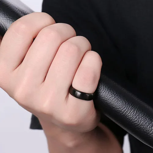 Vista 7 de TTVOVO Anillo de acero inoxidable cepillado mate para hombre de 0.157 in, 0.236 in, 0.315 in, 0.394 in, color negro, azul, plateado, anillo