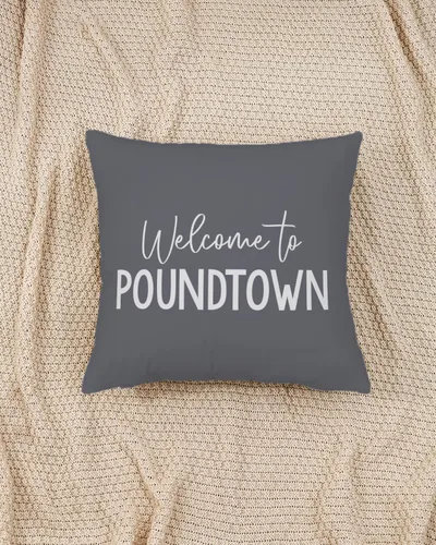 Vista 5 de Divertida funda de almohada de bienvenida a Pound-Town, divertida decoración de almohada con temática de pareja para el hogar, boda, regalos