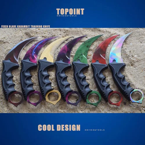 Vista 6 de TOPOINT Cuchillo de entrenamiento Karambit sin filo Karambit Cuchillo de entrenamiento de práctica sin herramienta de entrenamiento de vanguardia