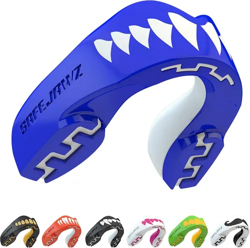 Vista 11 de SAFEJAWZ American Flag Mouth Guard, Youth Dual Layer Mouthguard with Case Bandera estadounidense
