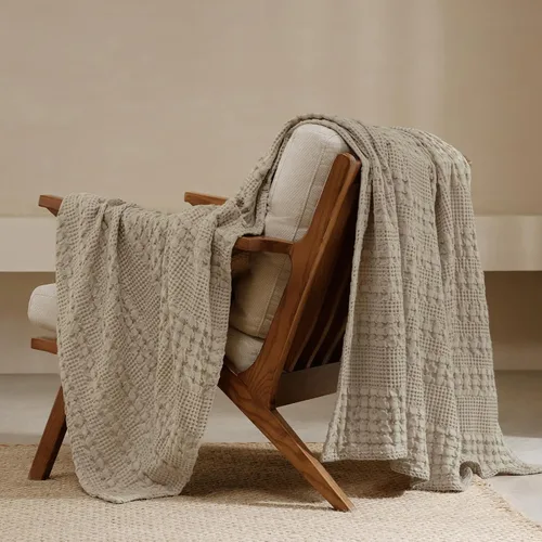 Vista 20 de PHF Manta ligera de punto gofre 100% algodón para cama, King, color blanco 02 Blanco