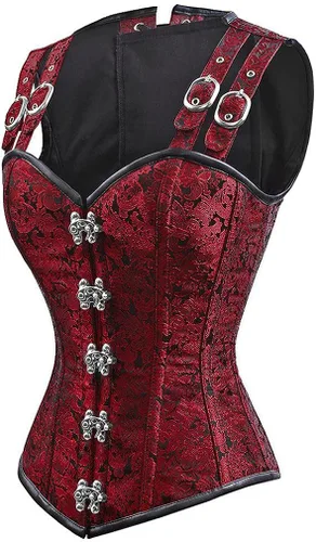 Vista 2 de Charmian Womens Gothic Steampunk Brocade Steel Boned Waist Cincher Corset Vest