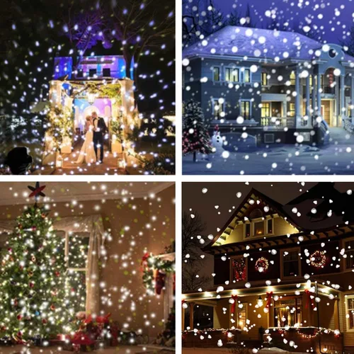 Vista 5 de Borelor Luces LED de nevadas IP65, impermeable, mini lámpara de proyector de copo de nieve de Navidad, para interiores y exteriores, luz