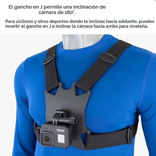 Vista 3 de STUNTMAN Montaje en el pecho con gancho en J para GoPro y otras cámaras de acción