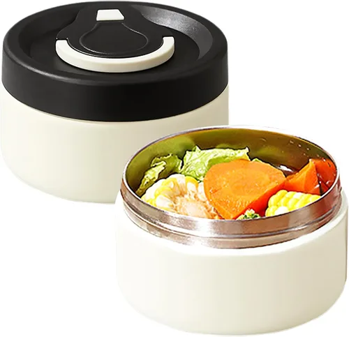 Vista 9 de Paquete de 2 termos para comida caliente, lonchera aislada apilable, caja Bento de acero inoxidable aislada al vacío de boca ancha a prueba de fugas