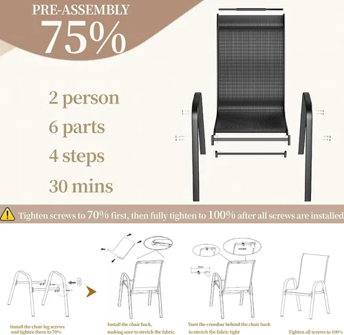 Vista 3 de MAMIZO Sillas de comedor para patio, silla Teslin apilable para todo tipo de clima, juego de sillas transpirables resistentes al aire libre