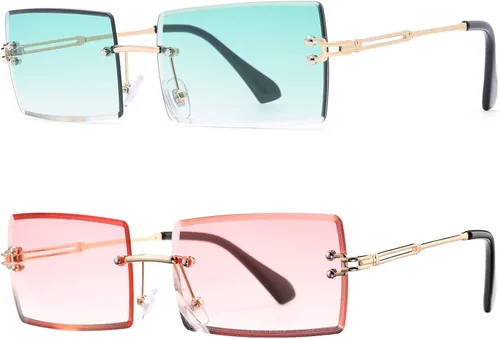 Vista 58 de Gafas de sol rectangulares para hombres/mujeres, gafas de sol pequeñas sin montura cuadrada